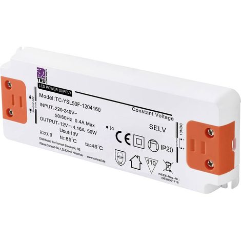 TRU COMPONENTS TC-YSL50F-1204160 Trasformatore per LED Tensione costante 50 W 4.16 A 12 V/DC adatto per mobili, Sovrate (1/5)