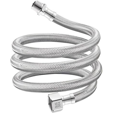 1 Pièce Tuyau Flexible Tressé Acier Inoxydable, Raccord G1/2" Femelle x G1/2" Mâle, 120 cm, pour Mitigeur Cuisine et Robinet Lavabo