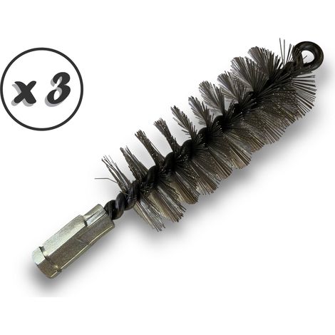 Lot de 3 Brosses à tube PRO INOX Ø 45 mm Raccord M12175 femelle Ame en acier torsadé Nettoyage brossage tube et canalisation Kibros 41SCI45x3