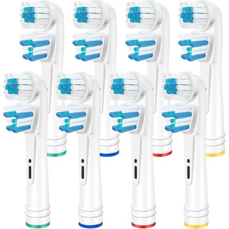 Brossettes de Rechange Dual Clean Compatible avec 8 – Têtes de Brosse à Dents de Rechange les Brosses à Dents Électriques, Élimination Puissante de la Plaque (8) (1/5)