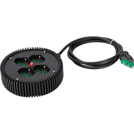 Multiprise industrielle PVC FANTON ROUND avec 4 prises bypass Schuko italienne/allemande 2P+T 16A Câble 2 m. disjonctions thermiques 42040