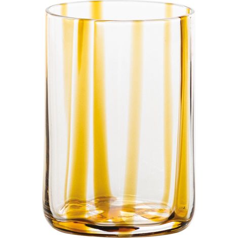 Zafferano Set 6 Bicchieri Tumbler Tirache in vetro colorato lavorato a mano, tonalità Ambra, design elegante e raffinato per la tua tavola