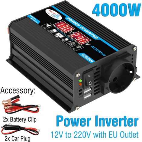 Onduleur 4000 W 12 V à 220 V à onde sinusoïdale pure avec télécommande et transformateur à onde sinusoïdale pure avec télécommande (1/5)