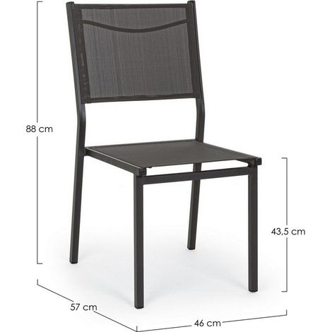 Set 4 Sedie in alluminio e Textilene Antracite (1/4)