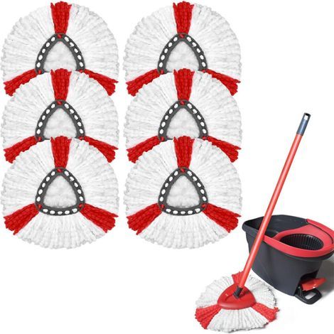 Compatible with the Easywring single twist system, O-Ceda replacement brush head pack (pack of 6, red and white) (1/5)