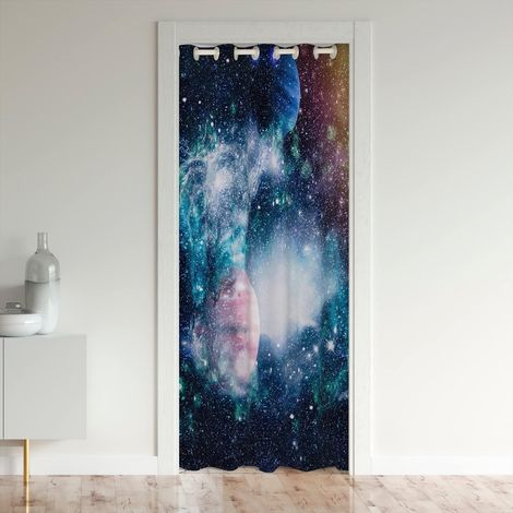Système Solaire Rideau de Porte Extérieur Espace Planètes cosmiques Rideaux de Chambre Galaxie Rideau 86x203cm Occultant Rideaux Nebula Cosmos Violette Rideaux Exterieur d'entrée - 86L X 203H cm (1 Pa (1/5)