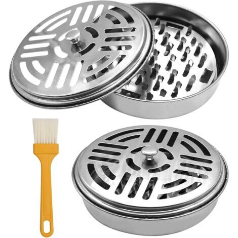2 Pièces Support Bobine Moustique avec Couvercle, Supports Portable Anti-Moustique Acier Inoxydable pour Bobines de Maison, Jardin, Camping, Pêche, Voyage, Extérieur (1/5)