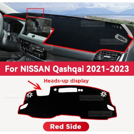 Tapis de protection de tableau de bord (fibre de polyester - côté rouge HUD) compatible avec NISSAN QASHQAI 2021, 2022 et 2023. Accessoires auto : pare-soleil, tapis anti-UV pour tableau de bord. (1/5)