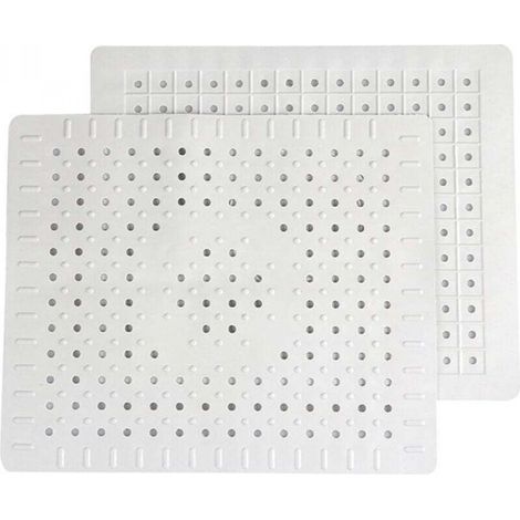 Lot de 2 tapis de drainage pour évier de cuisine en caoutchouc blanc avec trou de drainage (1/5)