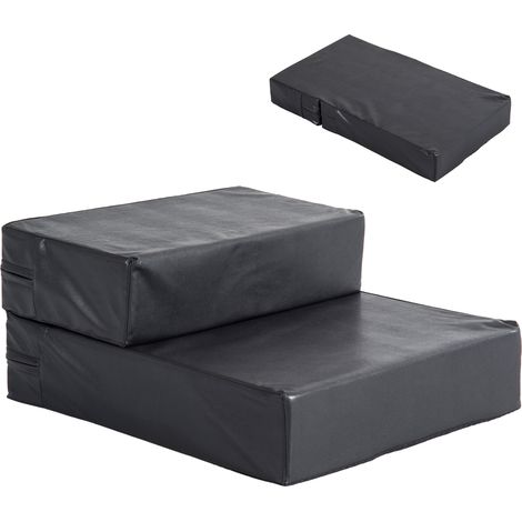Klappbare 2-stufige Hundetreppe Schwarz 20cm hoch, kleine Einstiegstreppe für kleine Hunde Sofa Auto