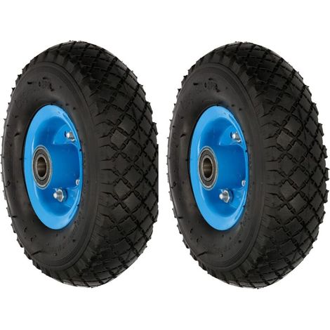 Lot de 2 roues de transport 260 x 85 mm 3.00-4 Renforcées 4PR Roue complète avec essieu (1/5)