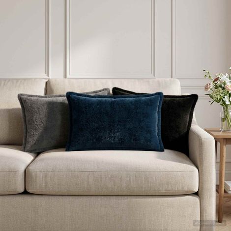 vidaXL Cushion Cover 2 pcs HOUTEN Black 30 x 50 cm Faux Rabbit Fur (1/5)