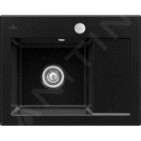 Evier 1 bac VILLEROY ET BOCH Subway 45 Compact 65 x 51 cm egouttoir a droite Chromite CeramicPlus avec vidage automatique (1/3)