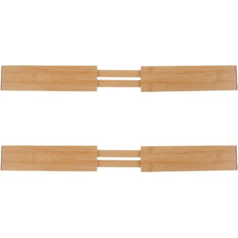 Séparateur de Tiroir Extensible en Bambou 2pcs Cuisine, Organiseur à Couverts Simple Design, Pratique et Ajustable pour Maison - (1/5)