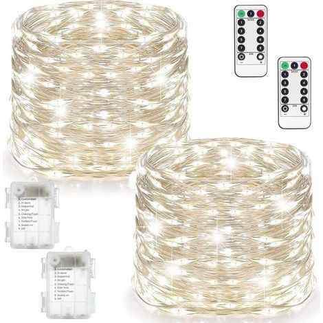 Indoor String Lights [Set of 2], 10M 100LED LED String Lights Indoor and Outdoor Decoration Light Fairy Lights for Bedroom Christmas Wedding Party Home Garden (White) (1/5)