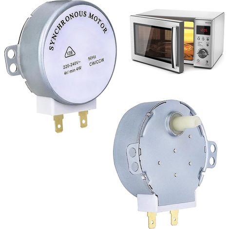 2 Pcs Moteur Micro Onde, TYJ50-8A7 Four à Micro Ondes Moteur Synchrone Rotatif, AC 220V-240V 4W 4 tr/min CW/CCW, Polyvalent pour Micro Ondes et Autres Appareils Alliage de Zinc Utilisation Domestique (1/5)