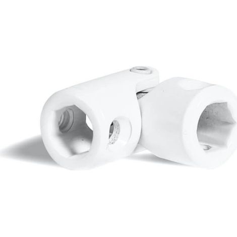 Grenouillère manivelle volet roulant 6 pans 10mm – Acier zingué passivé – Revêtement polyester blanc – Entrées femelles 10mm (1/3)
