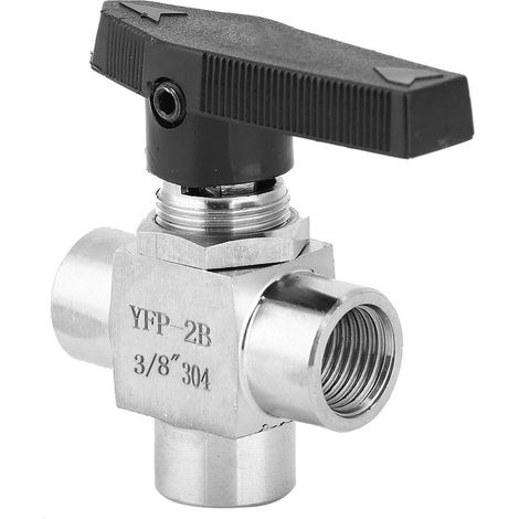 Vanne à boisseau sphérique 3 voies inox 304 BSPP 3/8 (1/5)