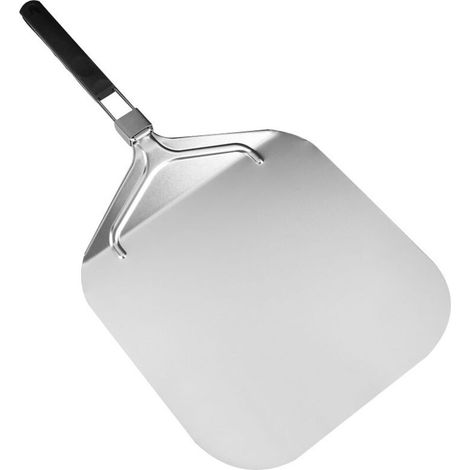 Professioneller, perforierter Pizzaschieber 32 x 32 cm, große Oberfläche, mit klappbarem Griff für Backofen und Grill zum Backen von Pizza und Brot, Gesamtlänge 63,2 cm (1/4)