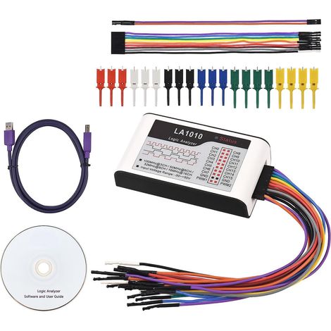 16-Kanal-Logikanalysator, USB 2.0, 100 MHz Abtastrate, PC-Software-kompatibel für Zeitmessung und Beurteilung