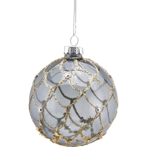 Pallina per albero di Natale Balze pendaglio decorativo Grigio da 8 cm