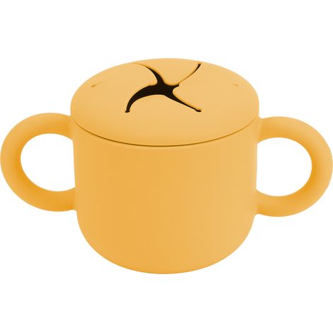 Tasse d'apprentissage pour bébé en silicone, anses doubles, facile à nettoyer, anti-fuite, jaune, gobelet d'entraînement pour tout-petits (1/5)