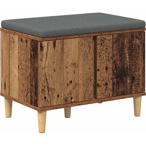 Flurbank mit Kissen mit Speicher Altholz 60 x 38 x 46 cm vidaXL