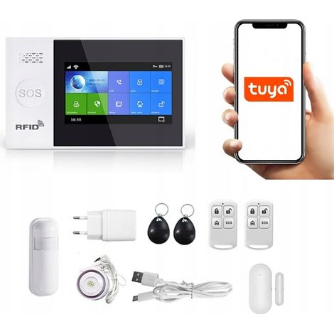 ALARMA INALÁMBRICA con LCD GSM WiFi SMS TUYA POLACO