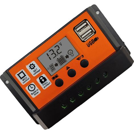Contrôleur solaire avec batterie au plomb-acide et au lithium, contrôleur de charge photovoltaïque universel automatique 12 V/24 V (1/4)