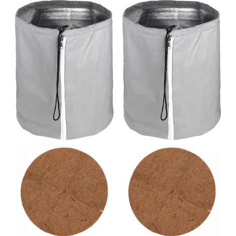 Housse pour Pot de Fleur 50  Protection Gel Plantes en Hivernage Plante avec Cordon Serrage Fermeture Éclair et Tapis 2 Pcs 45cm Gris (1/5)