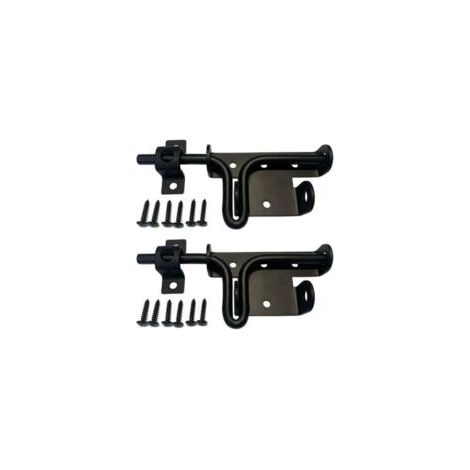 Loquet coulissant extérieur, serrure avec trou pour cadenas, cible en acier inoxydable, loquet noir (lot de 2) - Crezuo