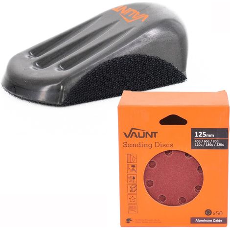 Vaunt 5"" Hand Shaped Sanding Block x50 +125mm Hook Loop Sheets V1439000 V1357013 (1/5)