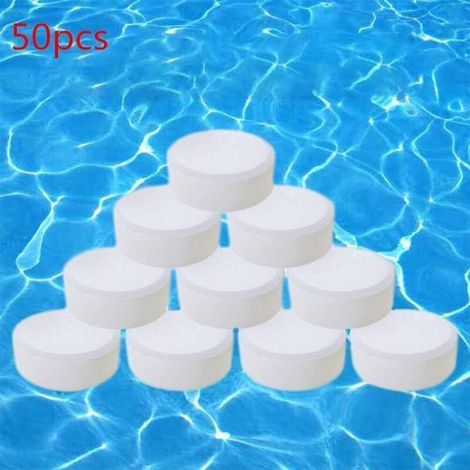 Comprimés de chlore multifonctions pour piscine Comprimés de chlore Comprimés désinfectants instantanés pour piscine Comprimés effervescents au dioxyde de chlore pour piscine et spa (50 comprimés) (1/4)
