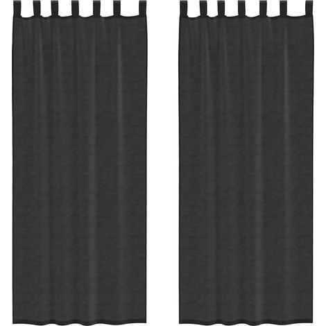 Maison Exclusive - Rideaux en voile avec passants 2 pcs noir
