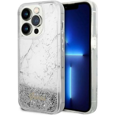 Coque Guess Liquid Glitter Marble pour iPhone 14 Pro Max (Blanche) (1/5)