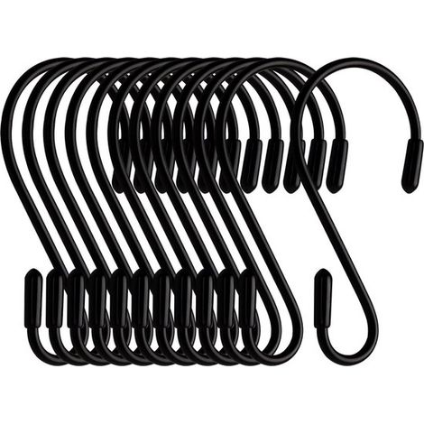 S-Haken mit Gummispitzen – 12er-Pack – Schwarz – Metall – 8 cm (1/3)