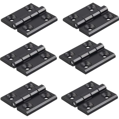 CCYKXA Scharniere aus schwarzer Zinklegierung, 40 x 40 mm, Aluminiumprofil-Scharniere, Installationssatz für 2020 6 mm Aluminium-Extrusionsprofil, 6 Stück