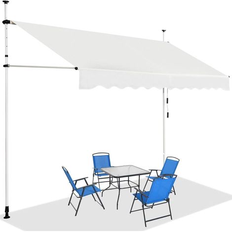 Goplus – Store banne manuel rétractable 200x120cm – Aluminium léger et acier – Hauteur réglable 2-3m – Tissu Oxford PU imperméable – Pour balcons et terrasses (1/5)