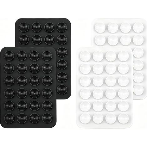 4 Pièces Support Téléphone à Ventouse Silicone Antidérapant, avec Dos Adhésif, Adapté À Tous Modèles De Smartphone pour Selfies Et Vidéos (2 Noirs + 2 Blancs) (1/5)