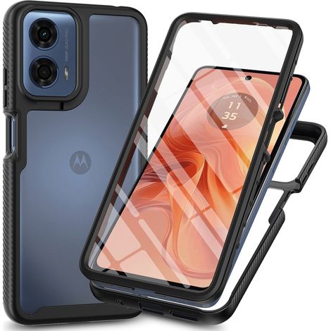 Custodia per Motorola Moto E14 / G24 / G04, antiurto, con pellicola, nera (1/5)