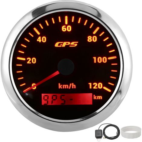 Compteur de vitesse GPS automatique marin de 85 mm, 120 KM/H, odomètre avec rétroéclairage 7 couleurs, pour voiture, bateau, camping-car, yacht, noir (1/5)