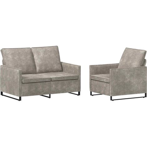Sofa Set 2 pcs Light Grey Faux Suede Fabric vidaXL (1/5)