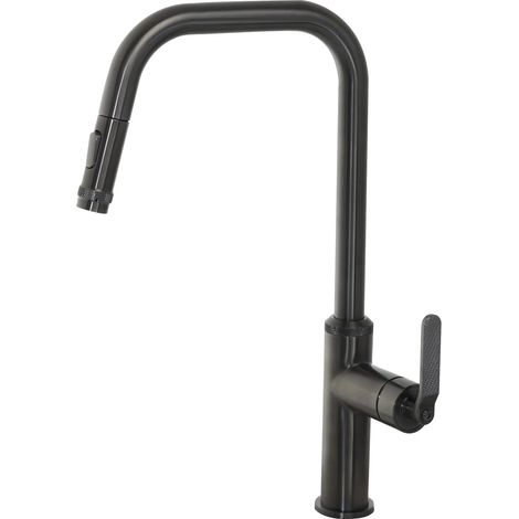 JTP Decor Kitchen Sink Mixer Tap Pull Out Single Lever - Brushed Black