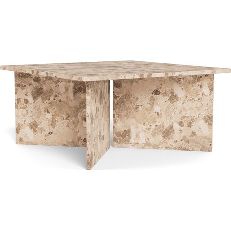 Mesa de centro Norsica 971, De color marrón claro, 42x90x90cm, Diámetro: 0, Mármol, Angular (1/5)