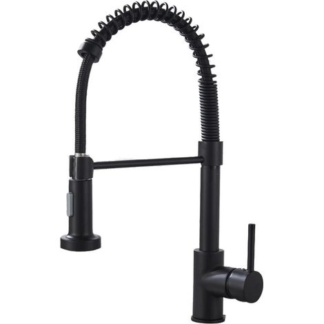 Mitigeur de cuisine noir – Bec extractible avec douchette – Tuyau flexible – Design moderne (1/5)