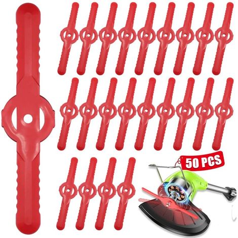 Lot de 50 lames de tondeuse à gazon en plastique, 135 mm, lames de rechange pour tondeuse à gazon sans fil, accessoires pour pelouse, jardin, verger, bois ou pastoral (1/5)