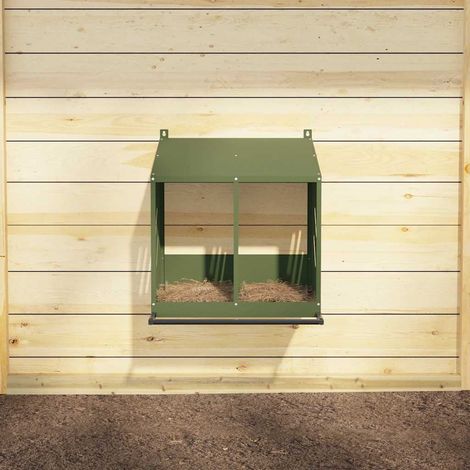 Nichoir à poules avec 2 compartiments vert olive métal
