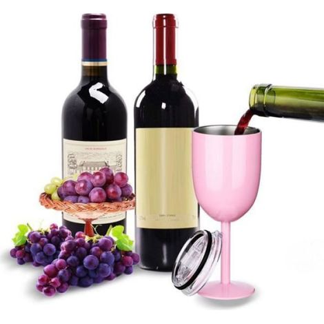 Verre À Vin - Double Paroi En Acier Inoxydable Alimentaire - Pour Vin Rouge Blanc Et Boissons Froides Ou Chaudes - 2 Pièces (1/5)