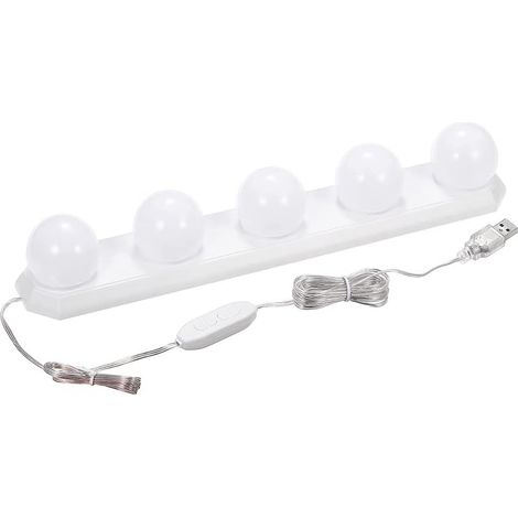 Miroir de salle de bain LED USB à intensité variable avec 5 ampoules et un câble USB de 33,5 cm (1/5)