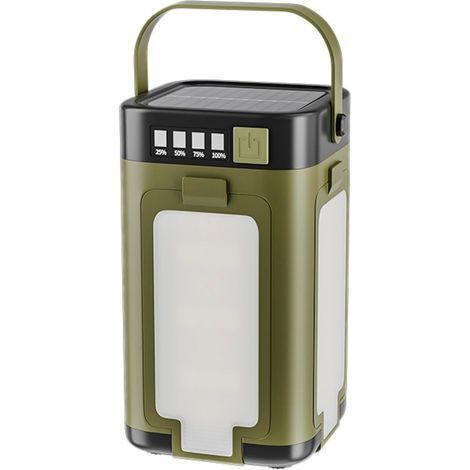 Portable IPX4 Imperping Camping Camping LED Lampe de poche Light Rechargeable Light avec un chargement solaire solaire de 2000 mAh et un indicateur de puissance LED, une lumière de lampe de poche port (1/4)